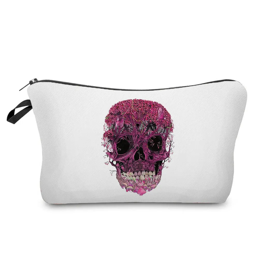 Skull Print Women Cosmetic Bags Personality Makeup Pouch Portable Travel Storage Bag Lipstick Organizer Cases Zipper Makeup Bag