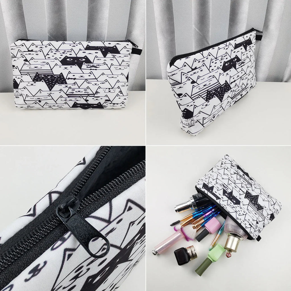 Skull Print Women Cosmetic Bags Personality Makeup Pouch Portable Travel Storage Bag Lipstick Organizer Cases Zipper Makeup Bag