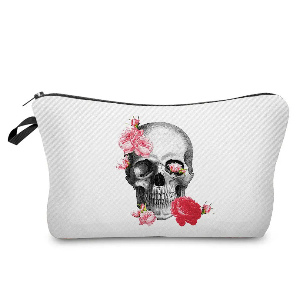 Skull Print Women Cosmetic Bags Personality Makeup Pouch Portable Travel Storage Bag Lipstick Organizer Cases Zipper Makeup Bag