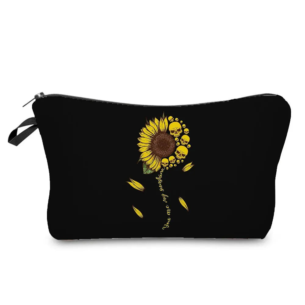 Skull Print Women Cosmetic Bags Personality Makeup Pouch Portable Travel Storage Bag Lipstick Organizer Cases Zipper Makeup Bag