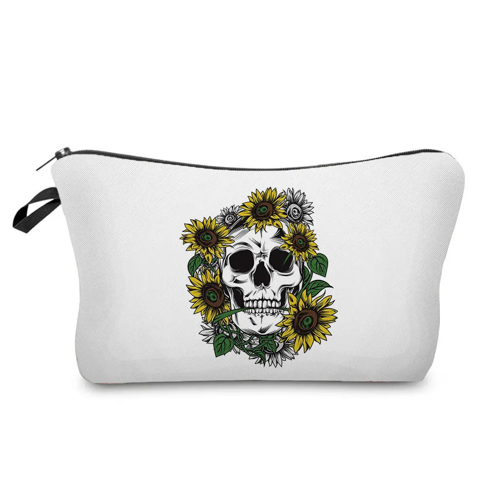 Skull Print Women Cosmetic Bags Personality Makeup Pouch Portable Travel Storage Bag Lipstick Organizer Cases Zipper Makeup Bag