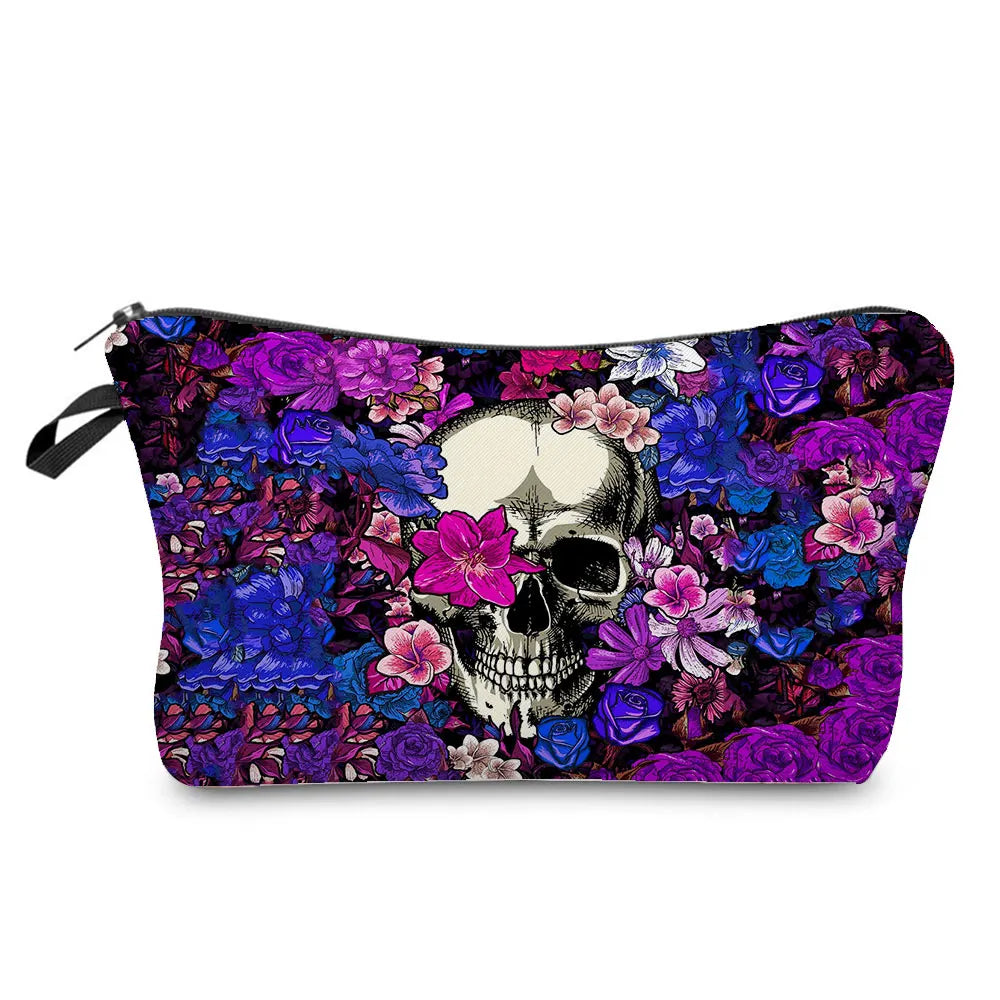 Skull Print Women Cosmetic Bags Personality Makeup Pouch Portable Travel Storage Bag Lipstick Organizer Cases Zipper Makeup Bag