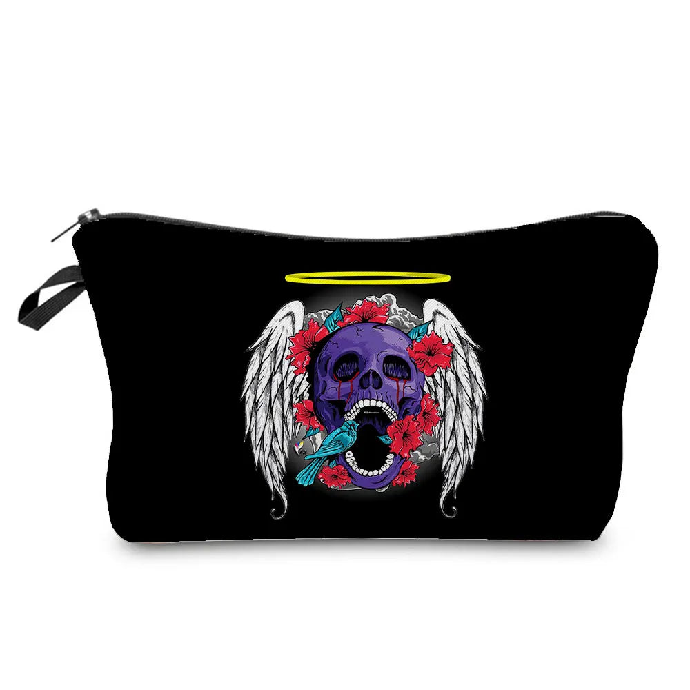 Skull Print Women Cosmetic Bags Personality Makeup Pouch Portable Travel Storage Bag Lipstick Organizer Cases Zipper Makeup Bag