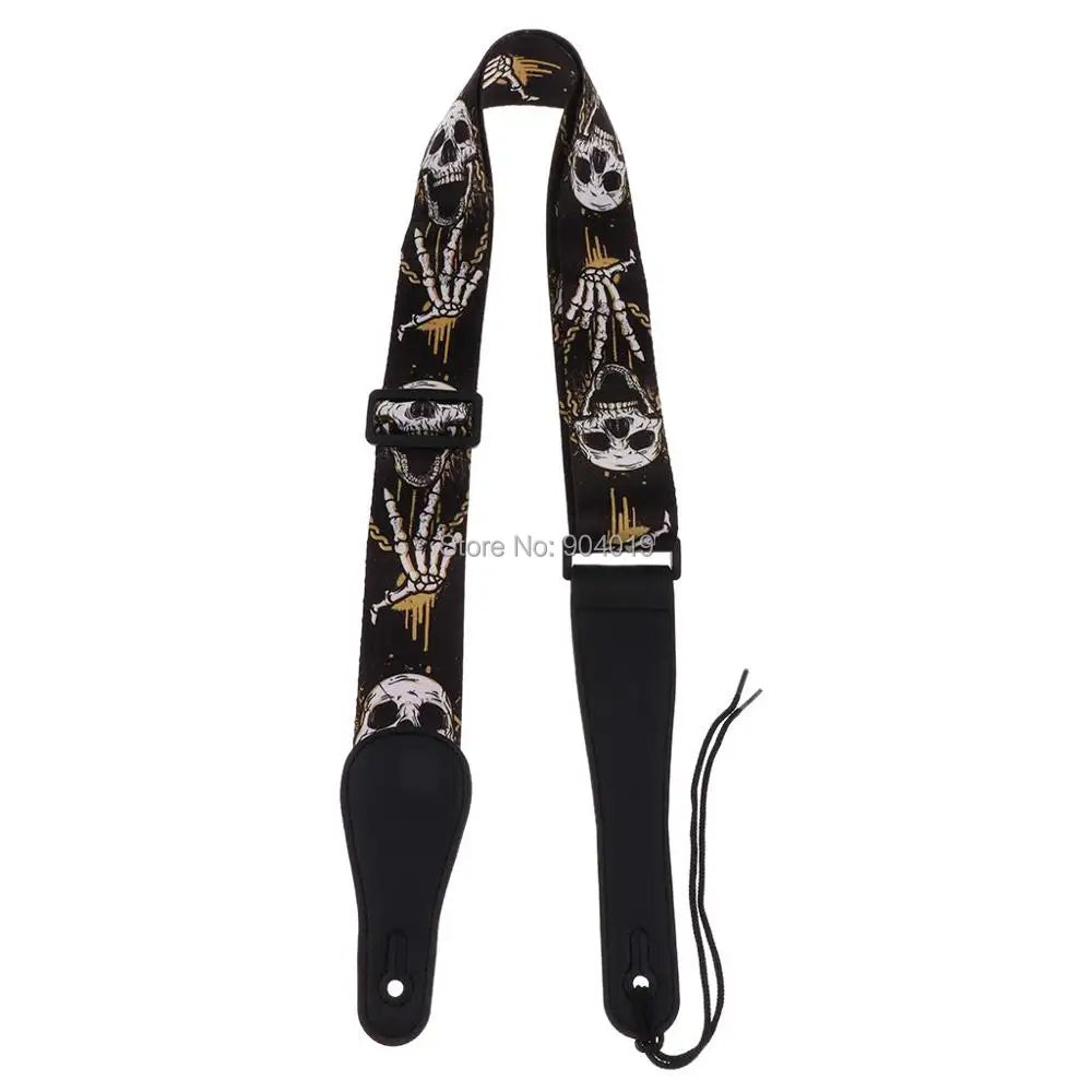 Skull Guitar Strap Polyester Woven Leather head 2'' Wide