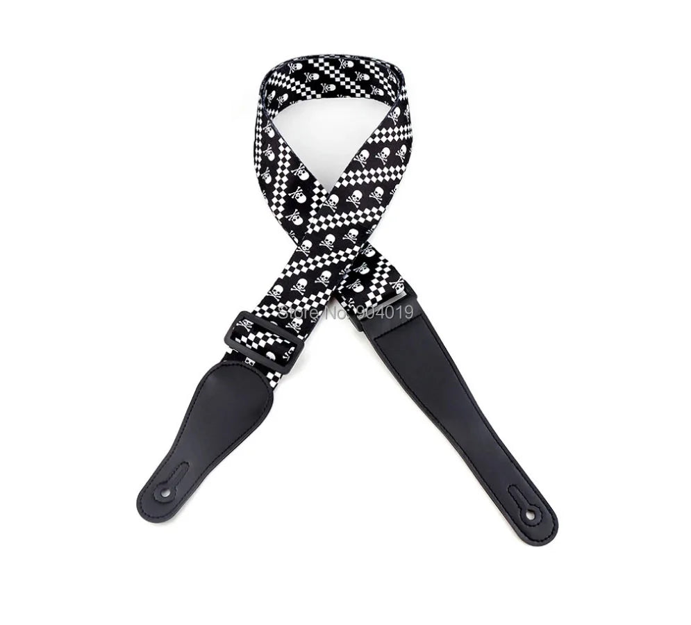 Skull Guitar Strap Polyester Woven Leather head 2'' Wide