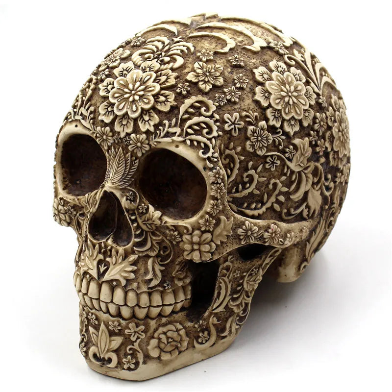 Human Skull Head Sculpture Decor, Creative Skull Flowers, Halloween Decoration, Home Decor