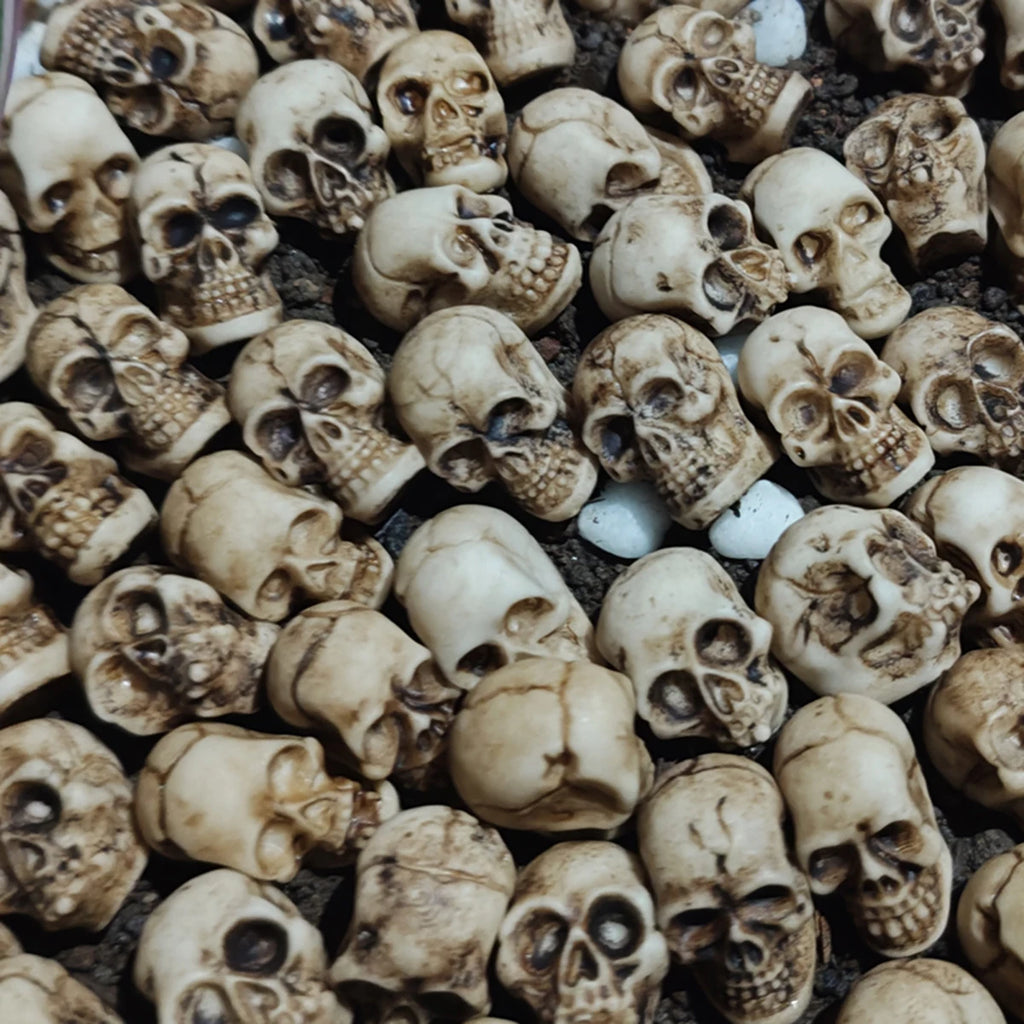 20pcs Mini Skulls, Small Skeleton Head Flowerpot Decor Realistic Skull Crafts Halloween Garden Decoration Bonsai Courtyard Ornam