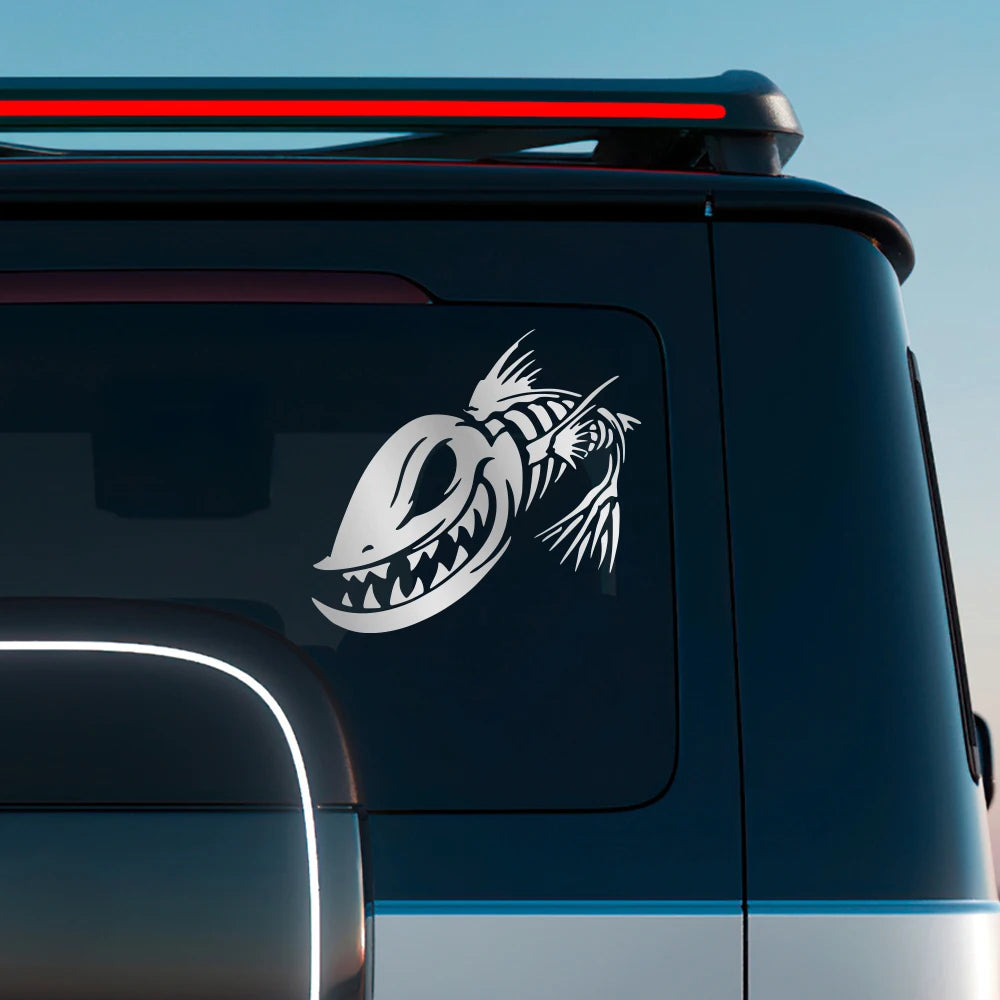 Skull Fish Head Car Sticker Universal Auto Body Decal Waterproof Vinyl Fishing Monster Graphic Door Side Skirt Strips Exterior