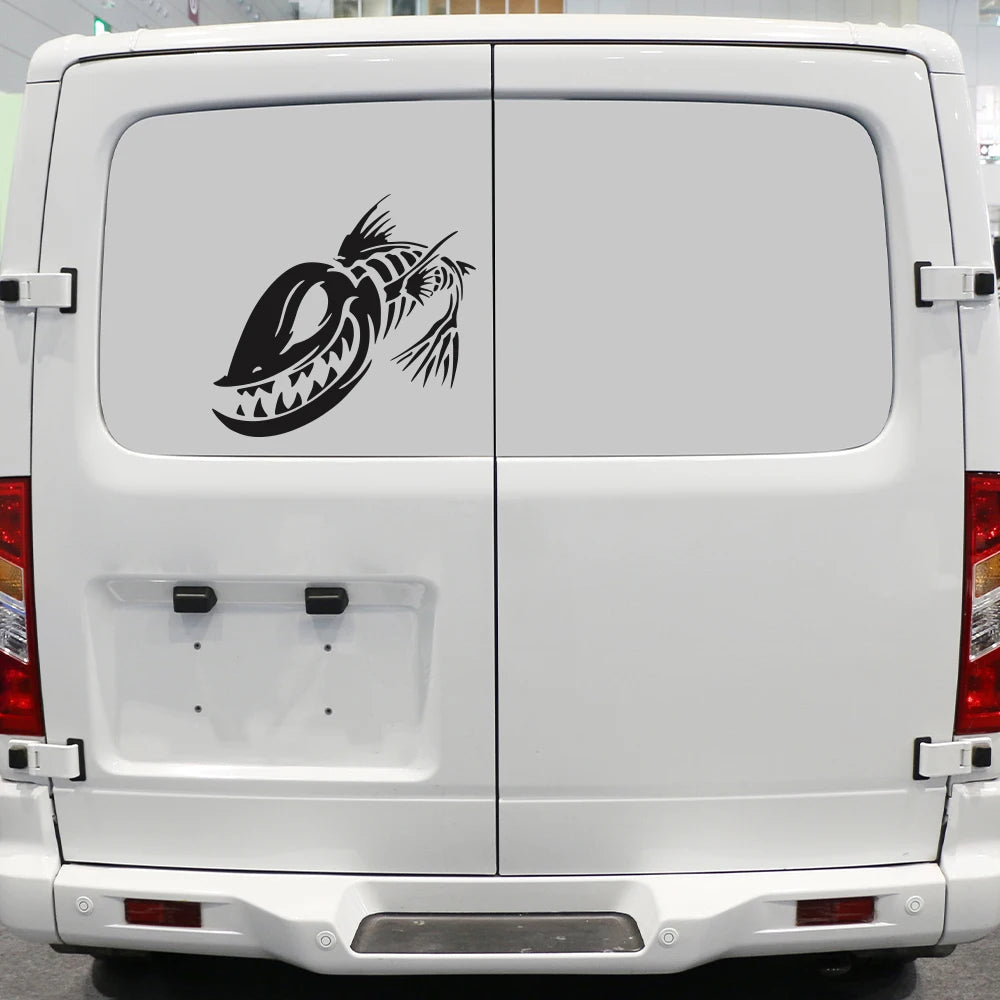 Skull Fish Head Car Sticker Universal Auto Body Decal Waterproof Vinyl Fishing Monster Graphic Door Side Skirt Strips Exterior