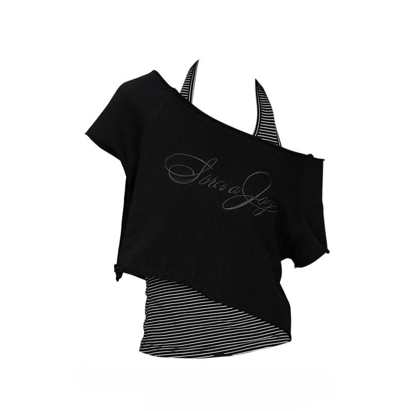 Skulls Punk T Shirt Women Slim Gothic Street Vintage Black Y2k Crop Top Femme Subculture T-Shirts Sexy Y2k Clothing 2000s Tees