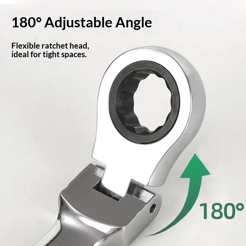 8pcs 72-Tooth Durable Ratchet Wrench Set Metric 8-19mm Multi-Function for Garage Home DIY Repair Maintenance Ideal Party Gift