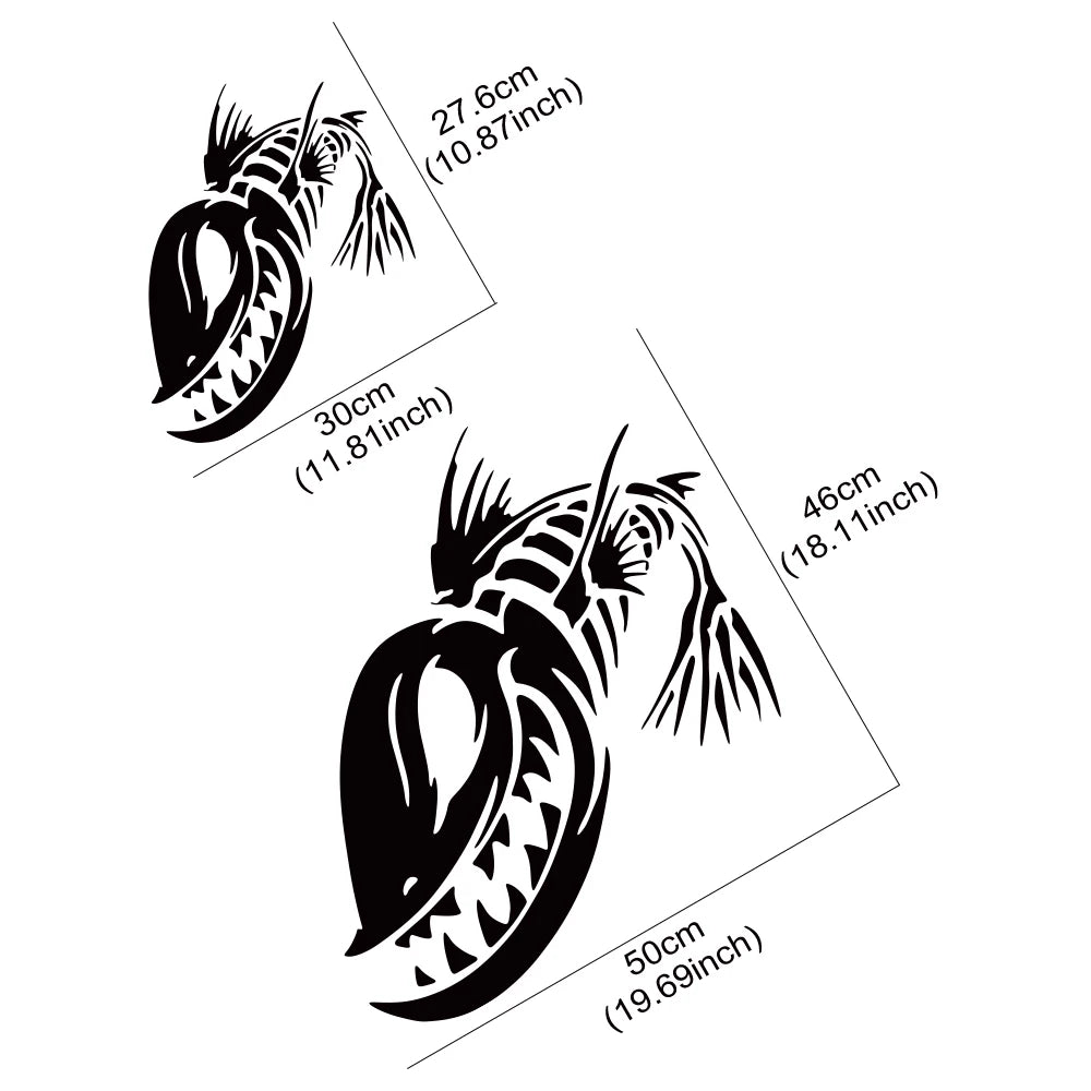 Skull Fish Head Car Sticker Universal Auto Body Decal Waterproof Vinyl Fishing Monster Graphic Door Side Skirt Strips Exterior