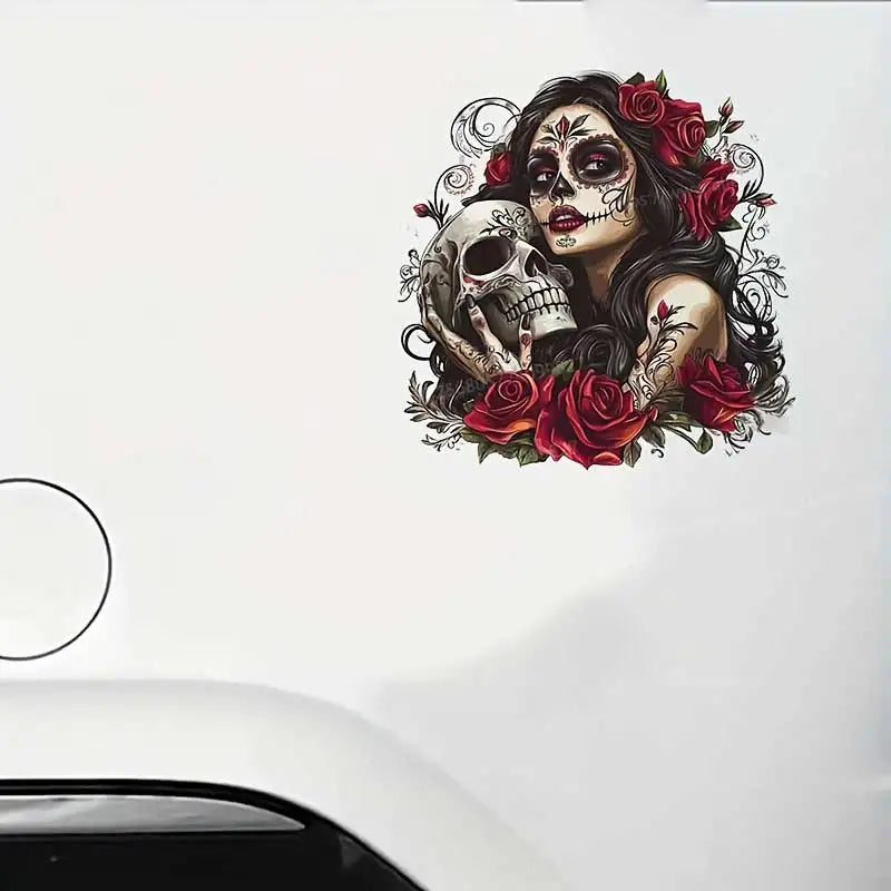 Sugar Skull Female Skeleton Car Sticker Waterproof Vinyl Decal on Bumper Rear Window Laptop Decal For Car Accessories SH879