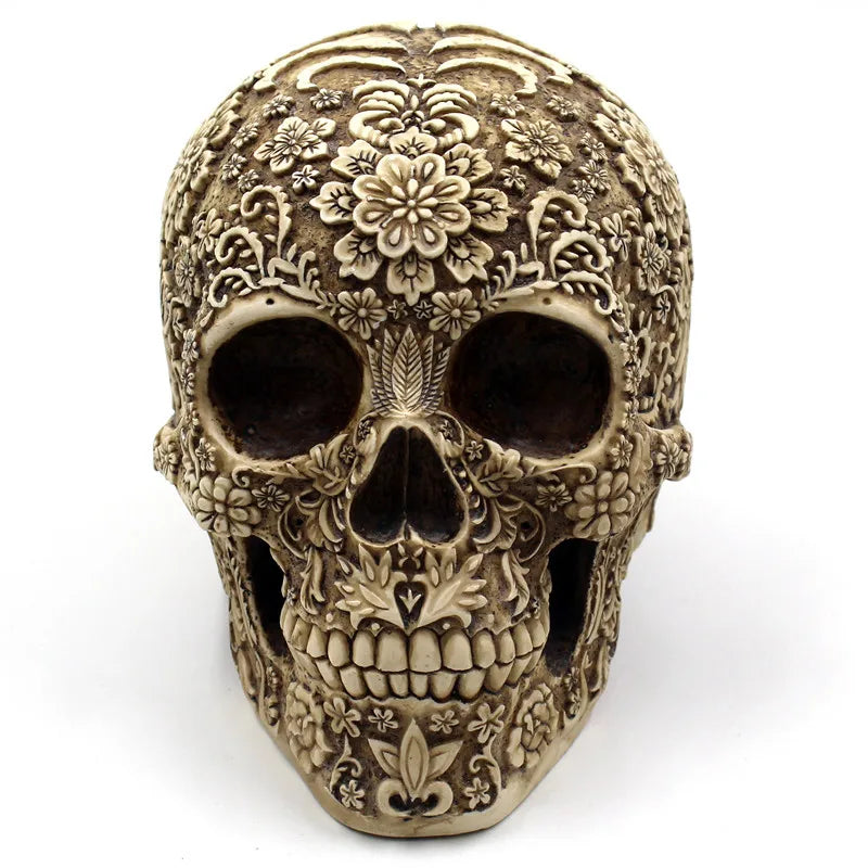 Human Skull Head Sculpture Decor, Creative Skull Flowers, Halloween Decoration, Home Decor