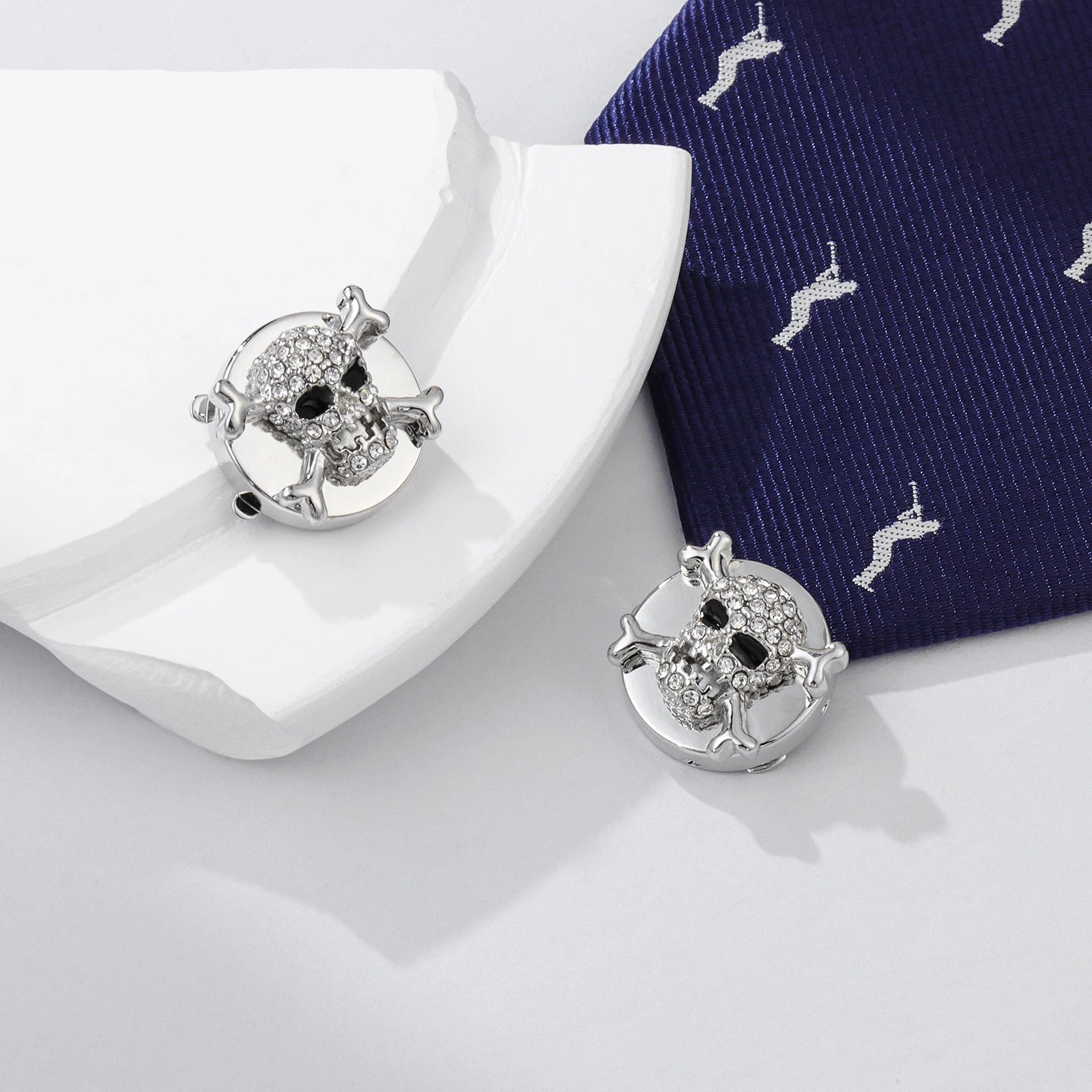 Skull Crystal button cover for men shirt, men's fun shirt cufflinks, black enamel skeleton design cufflinks punk shirt accessory