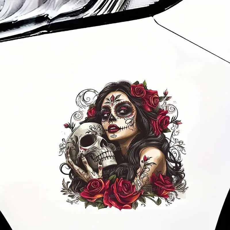 Sugar Skull Female Skeleton Car Sticker Waterproof Vinyl Decal on Bumper Rear Window Laptop Decal For Car Accessories SH879