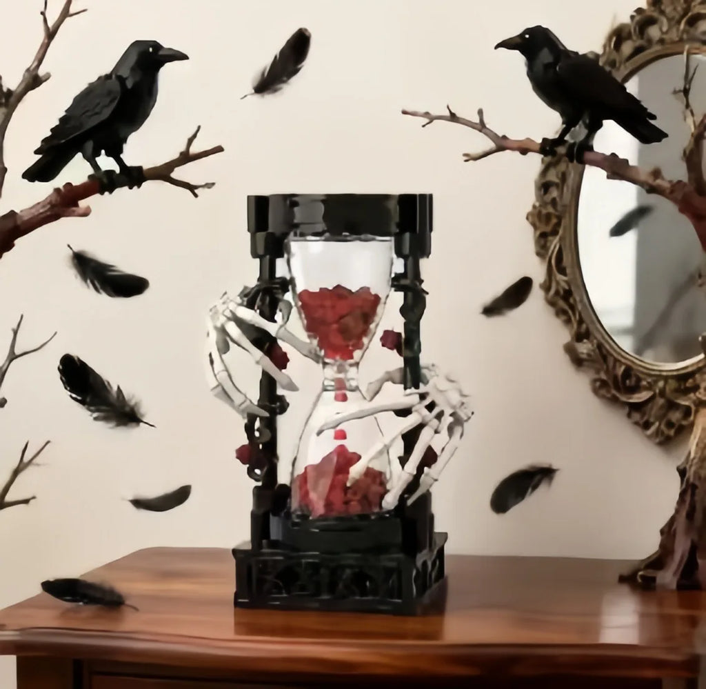 Skull Hourglass Building Blocks Dark Romantic Creative Gothic Skeleton Rose Ornament Educational Assembled Toy Party Decoration