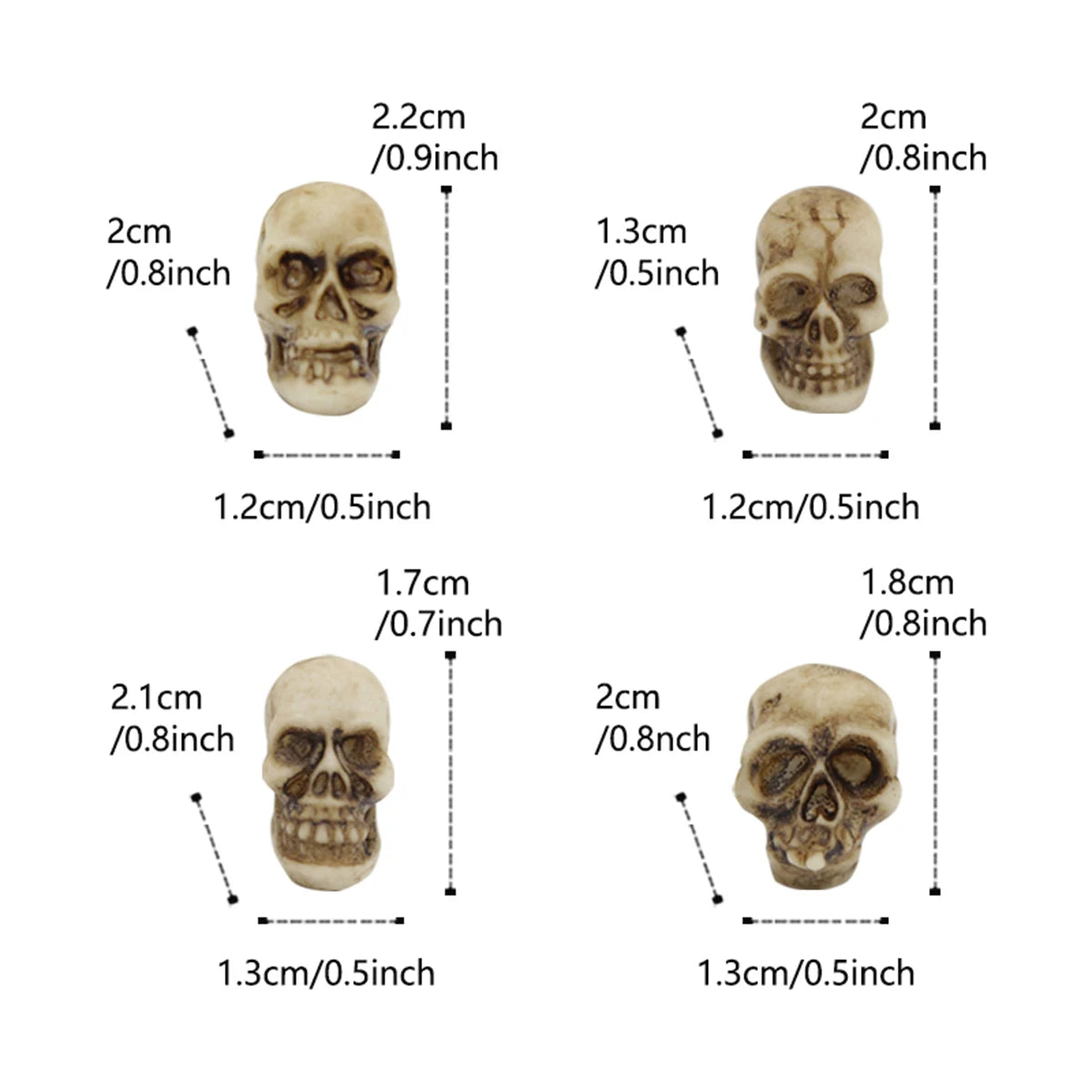 20pcs Mini Skulls, Small Skeleton Head Flowerpot Decor Realistic Skull Crafts Halloween Garden Decoration Bonsai Courtyard Ornam