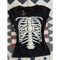 Skulls Punk T shirt Women Slim Gothic Street Vintage Black Short Tops Dark Crop Top Femme T Shirts Sexy Y2k Clothing 2000s Tees