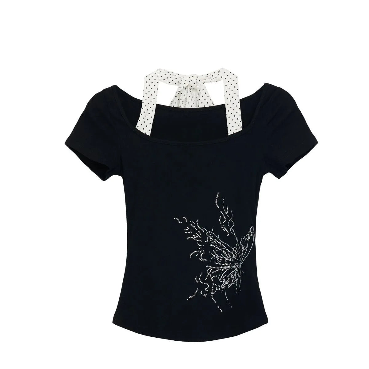 Skulls Punk T Shirt Women Slim Gothic Street Vintage Black Y2k Crop Top Femme Subculture T-Shirts Sexy Y2k Clothing 2000s Tees