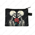 Skull Gothic Girl Print Coin Purses Goth Skull Wedding Rose Key Credit Card Holder Money Bag Mini Pouch Wallet Small Clutch Bags