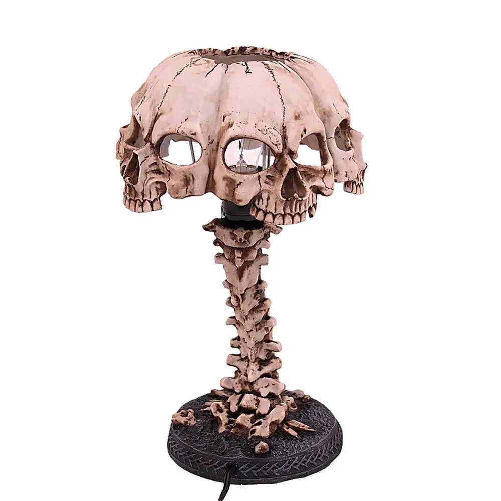 Skull Night Light 4 Head Skull Horror Lamp Decoration Horror Lamp Decoration Resin Industrial Style 3D Halloween Decorative