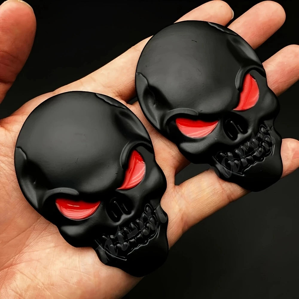 2pcs Skull Pirate Skeleton Buccaneer Head Skull 3D Metal Car Body Sticker Auto Rear Emblem Badge Decal
