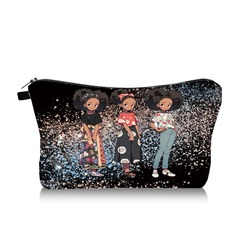 Hot selling Halloween skull makeup bag with high-end feel, women's hand-held storage bag, travel portable toiletries bag