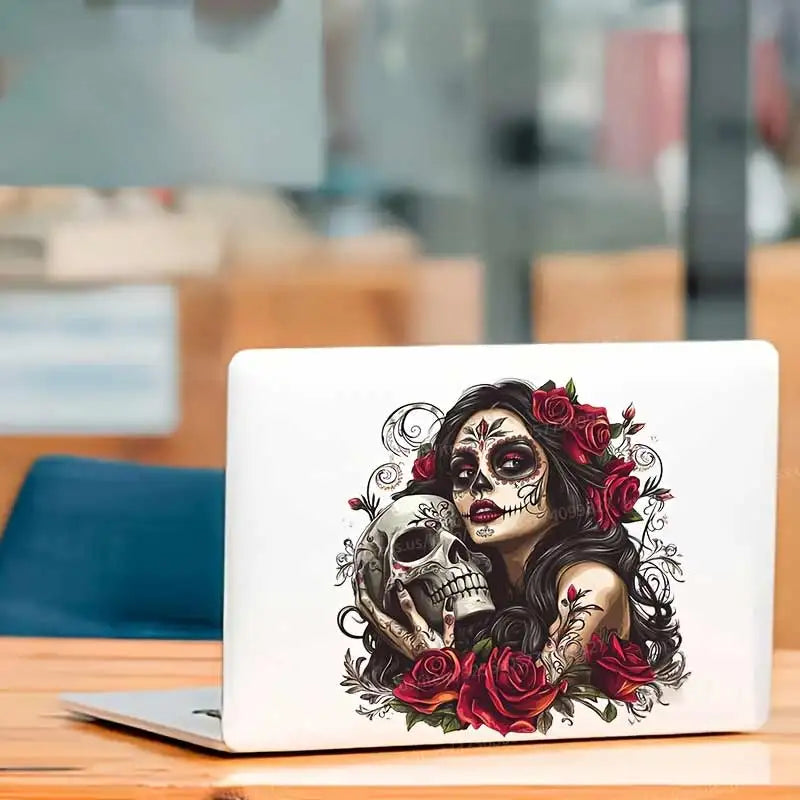 Sugar Skull Female Skeleton Car Sticker Waterproof Vinyl Decal on Bumper Rear Window Laptop Decal For Car Accessories SH879