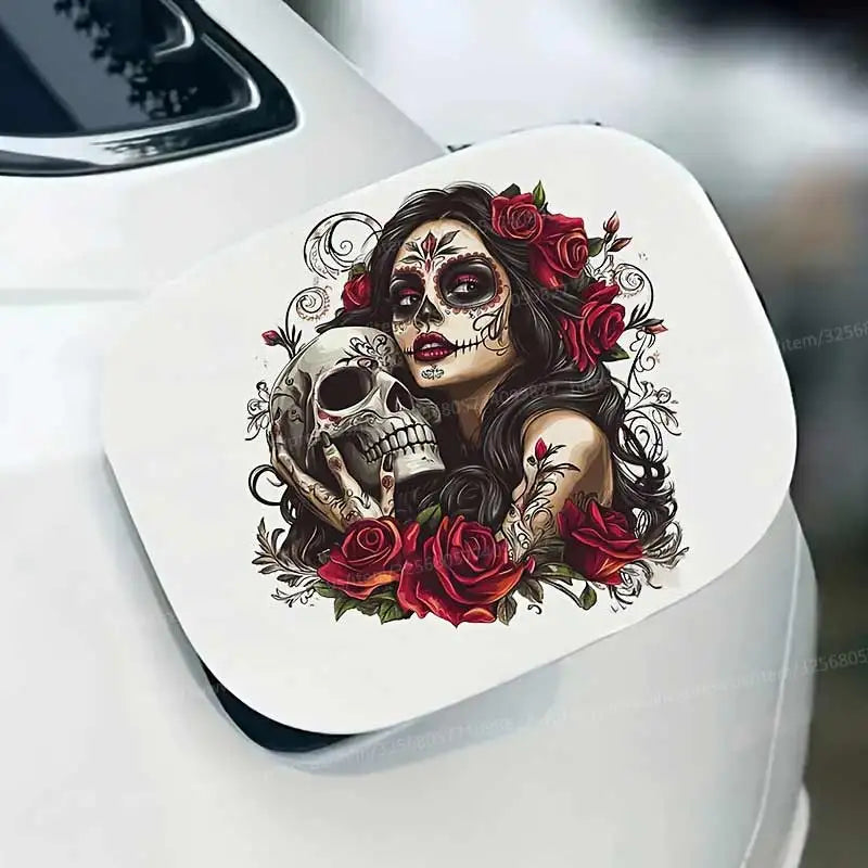 Sugar Skull Female Skeleton Car Sticker Waterproof Vinyl Decal on Bumper Rear Window Laptop Decal For Car Accessories SH879