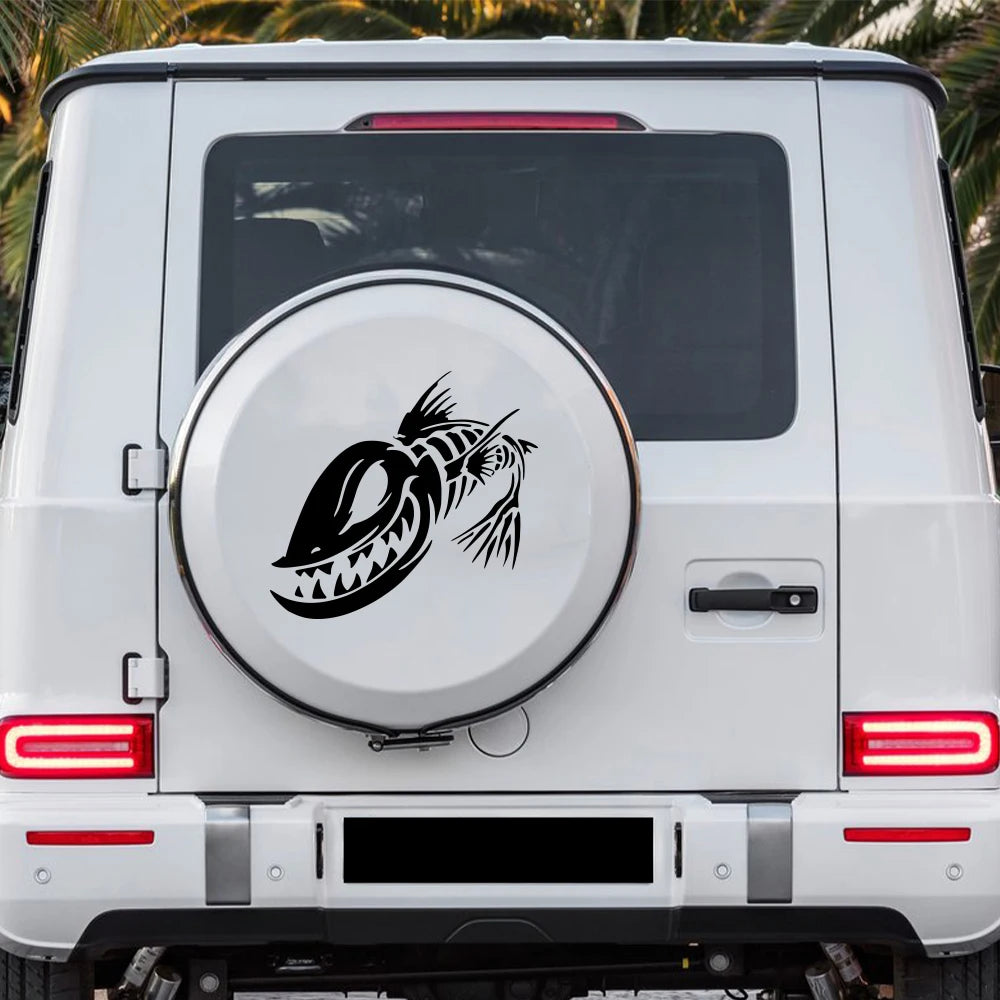 Skull Fish Head Car Sticker Universal Auto Body Decal Waterproof Vinyl Fishing Monster Graphic Door Side Skirt Strips Exterior